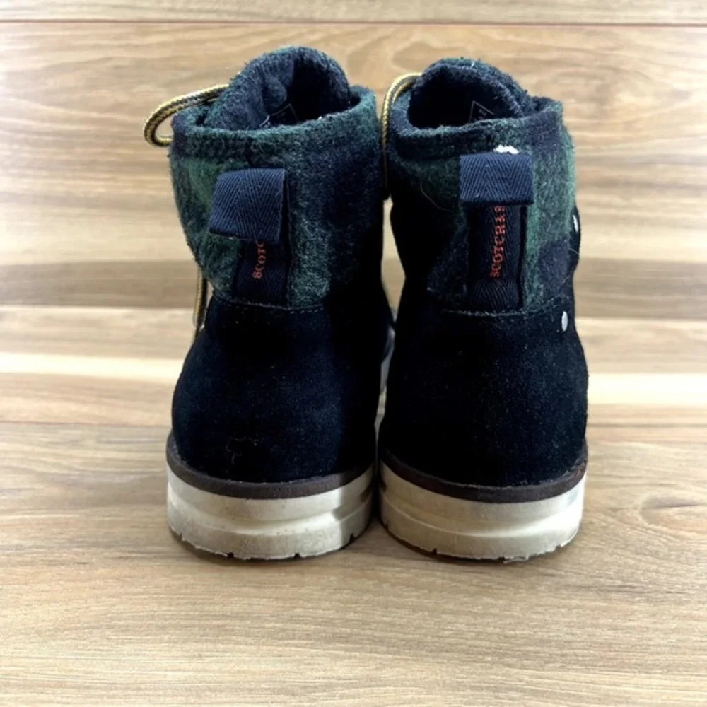 Scotch &‎ Soda Mens Hiking Boots Wool Suede Size 7.5 Black Green Plaid